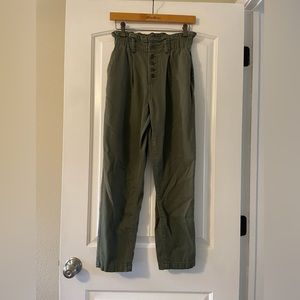Olive green Time and True Paperbag Pants small